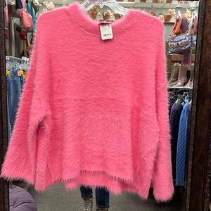 Free People Fluffy Oversized Sweater Strawberry Pink